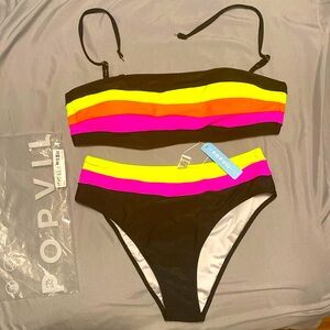 Color Block bikini set w/ removable straps